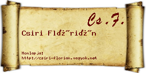 Csiri Flórián névjegykártya